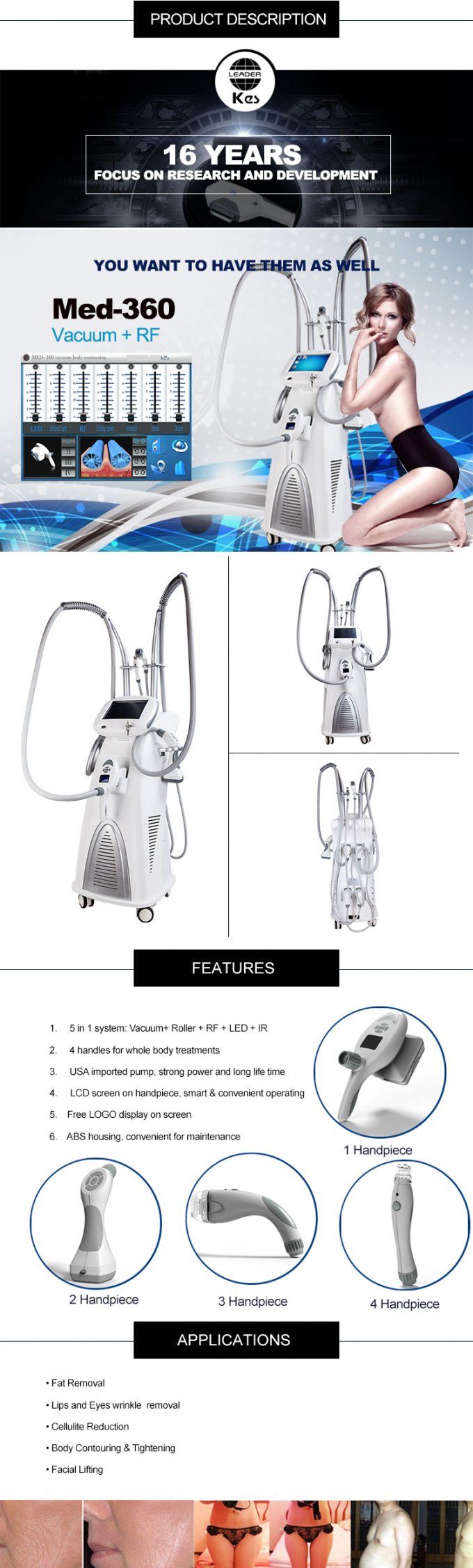 Rf Cavitation Vacuum System Velashape Body Sculpting Machine 0